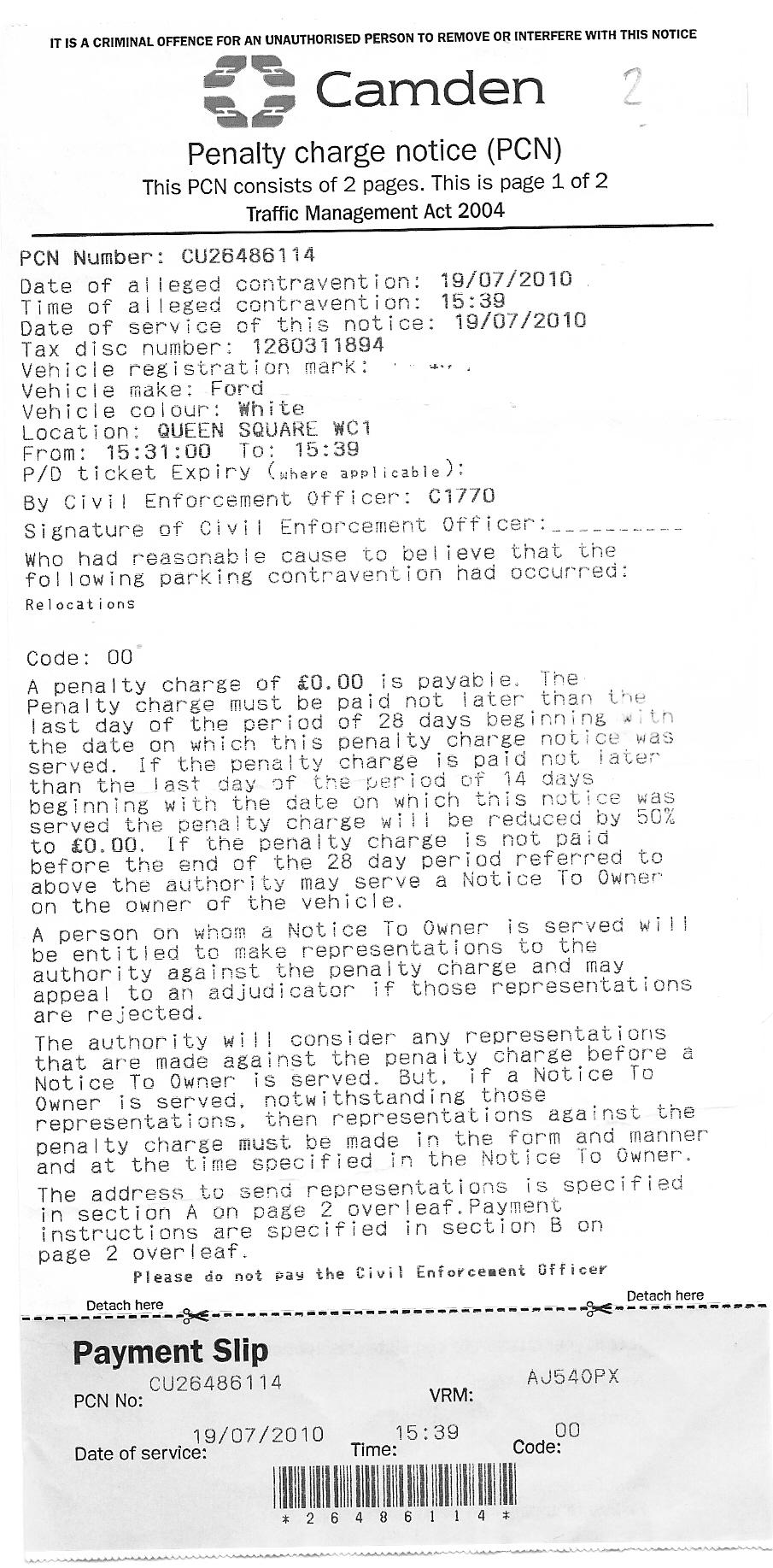 camden ticket code 00